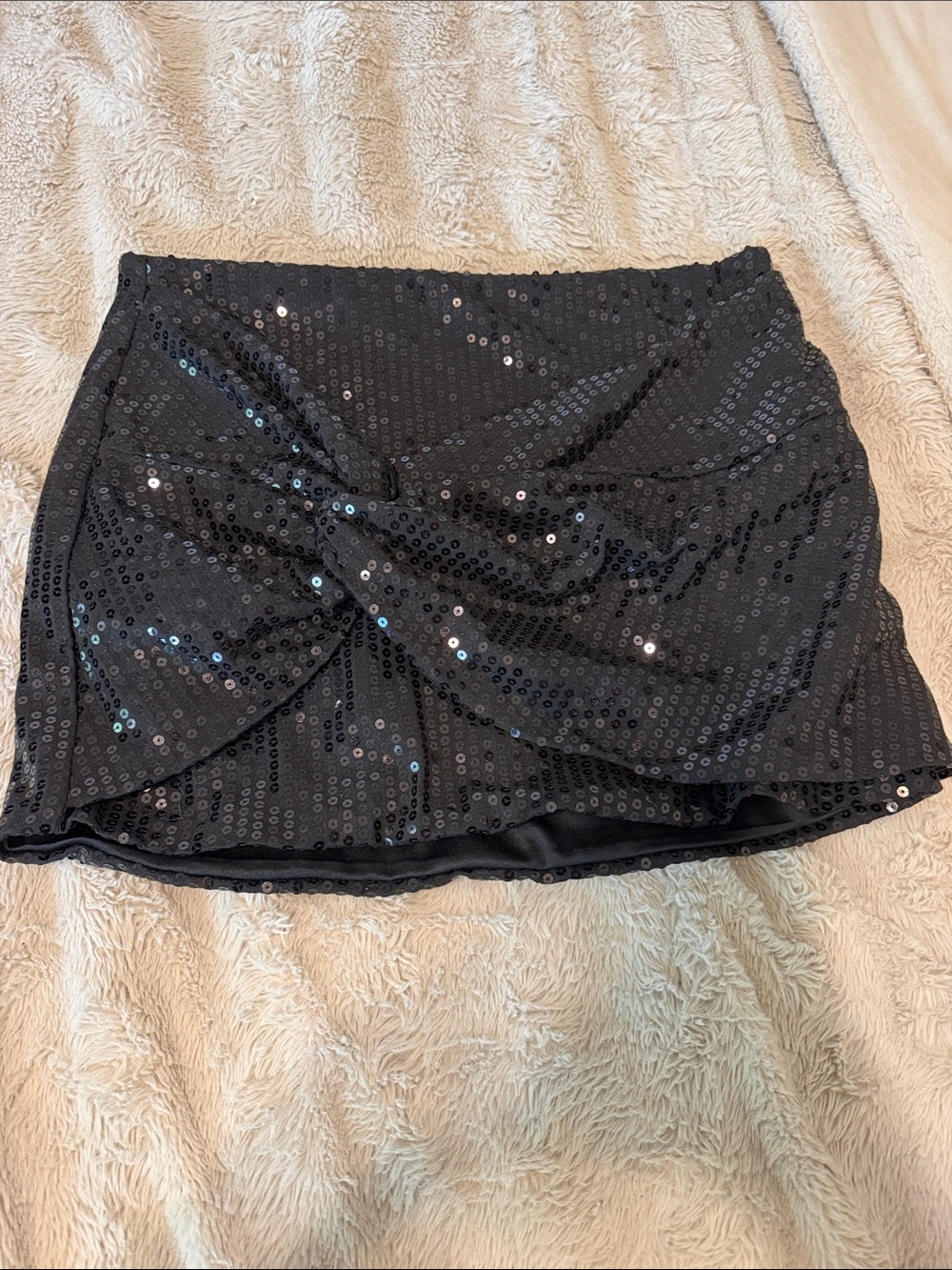 Fashion Nova Black Sequin Twist Mini Skirt